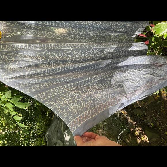 Modena Women’s Kimono with  Blue and white floral geometric with Tassels OS - Picture 4 of 12